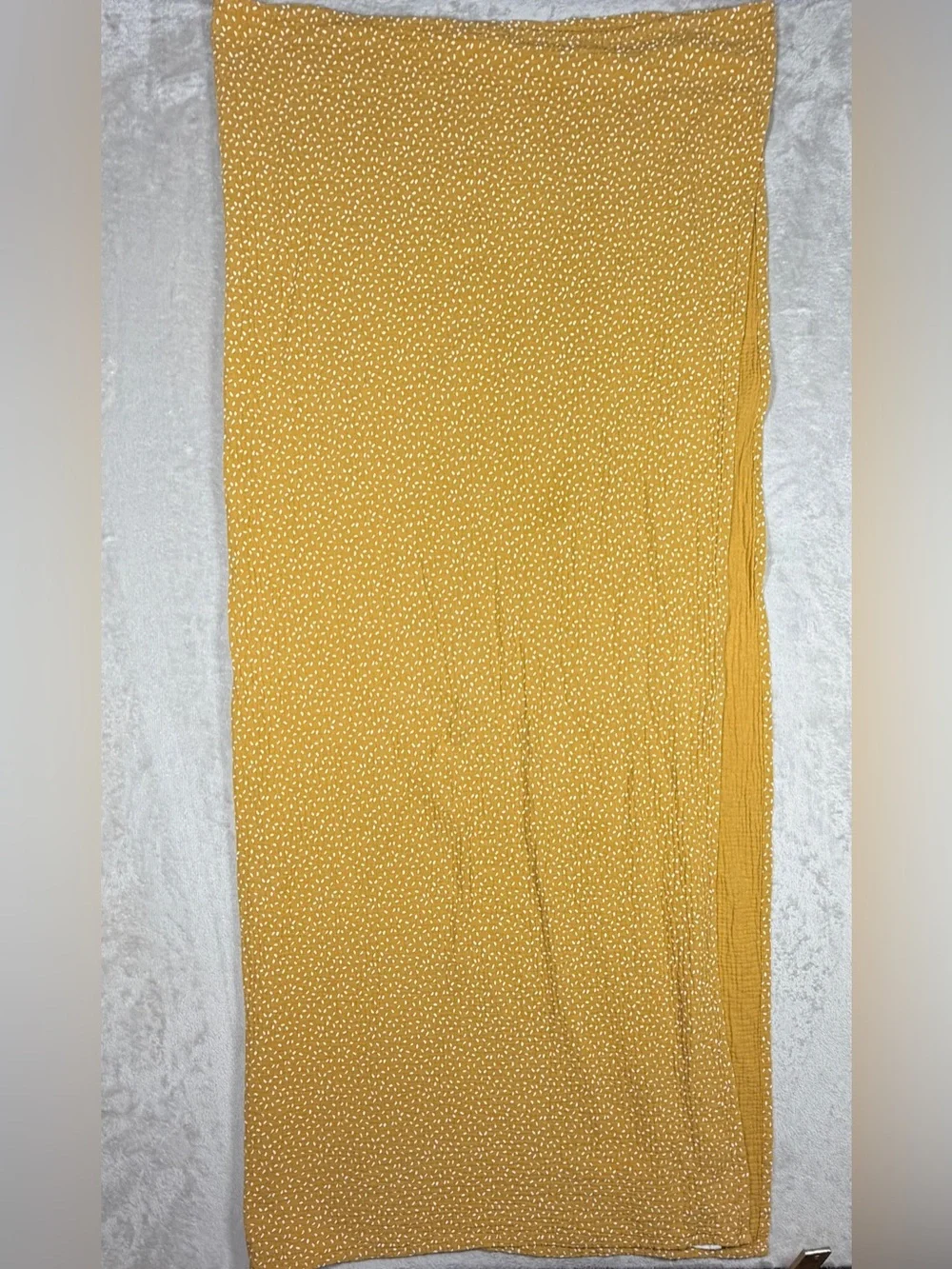 Rylee + Cru Mustard Yellow White Abstract Dot Gauzy 100% Cotton Blanket